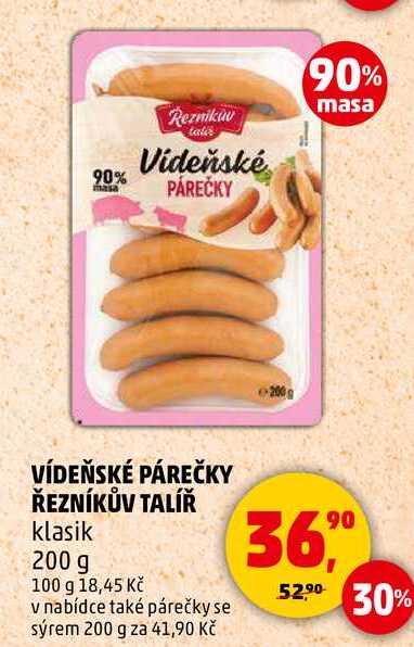 VÍDEŇSKÉ PÁREČKY ŘEZNÍKŮV TALÍŘ klasik, 200 g