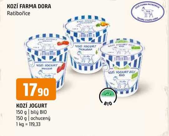 Kozí jogurt 150 g bílý BIO 150 g ochucený 