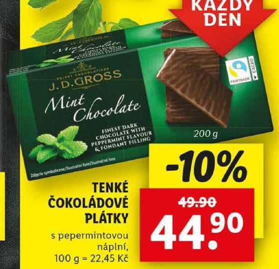 TENKÉ ČOKOLÁDOVÉ PLÁTKY, 200 g
