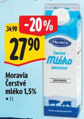 Moravia Čerstvé mléko 1,5%, 1 l