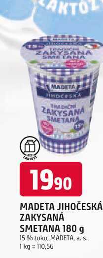 MADETA JIHOČESKÁ ZAKYSANÁ SMETANA 180 g 15% tuku