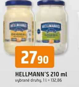 Hellmann's tatarská omáčka, majonéza 210ml, vybrané druhy