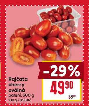 Rajčata cherry oválná balení, 500 g