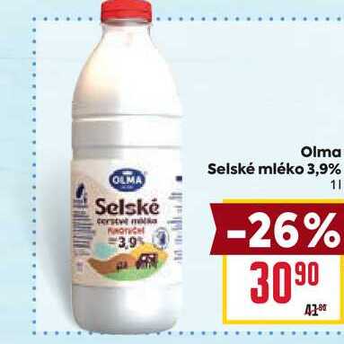 Olma Selské mléko 3,9% 1l