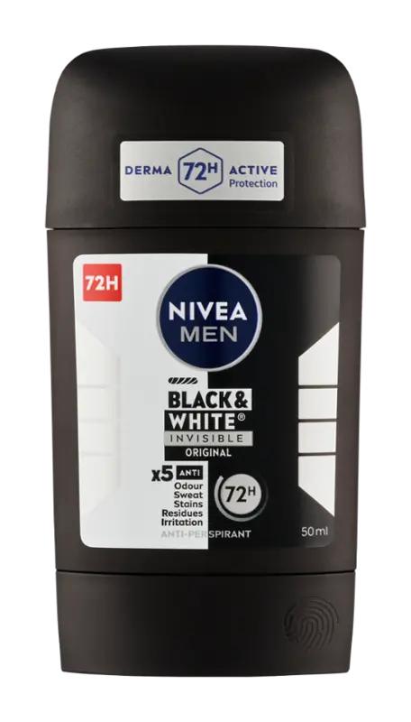 NIVEA Men Antiperspirant tuhý pro muže Black & White Invisible Original, 50 ml