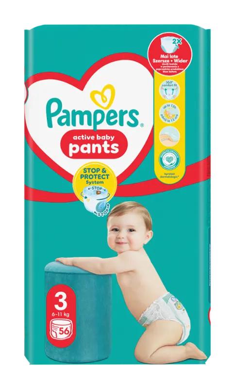 Pampers Plenkové kalhotky 6 - 11 kg, vel. 3, 56 ks