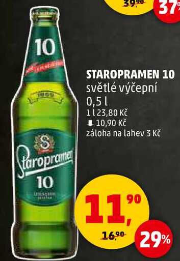 STAROPRAMEN 10 světlé výčepní, 0,5 l  v akci