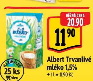 Albert Trvanlivé mléko 1,5%  1 l