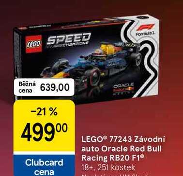 LEGO® 77243 Závodní auto Oracle Red Bull Racing RB20 F1® 18+. 251 kostek