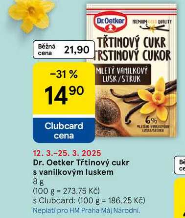 Dr. Oetker Třtinový cukr s vanilkovým luskem, 8 g