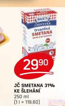 JČ SMETANA 31% KE ŠLEHÁNÍ 250 ml