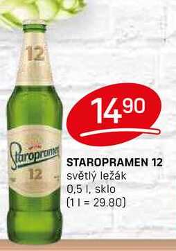 STAROPRAMEN 12 světlý ležák 0,5l v akci