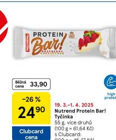 Nutrend Protein Bar! Tyčinka, 55 g, více druhů  v akci