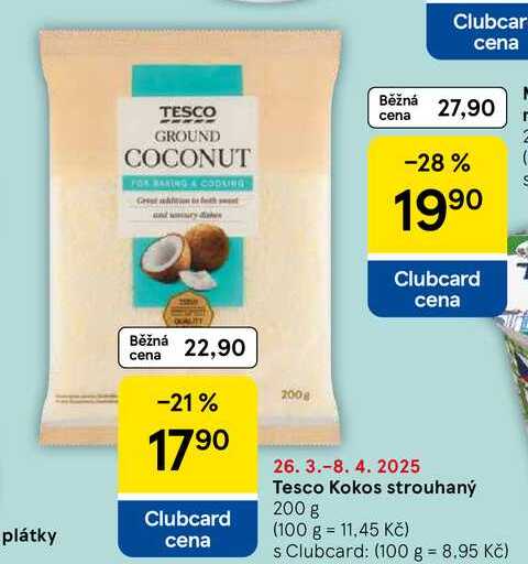 Tesco Kokos strouhaný, 200 g