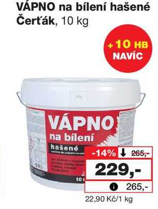 VÁPNO na bílení hašené Čerťák, 10 kg
