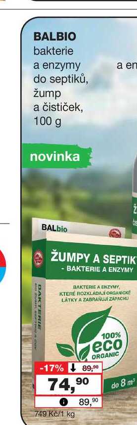 BALBIO bakterie a enzymy do septiků, žump a čističek, 100 g 