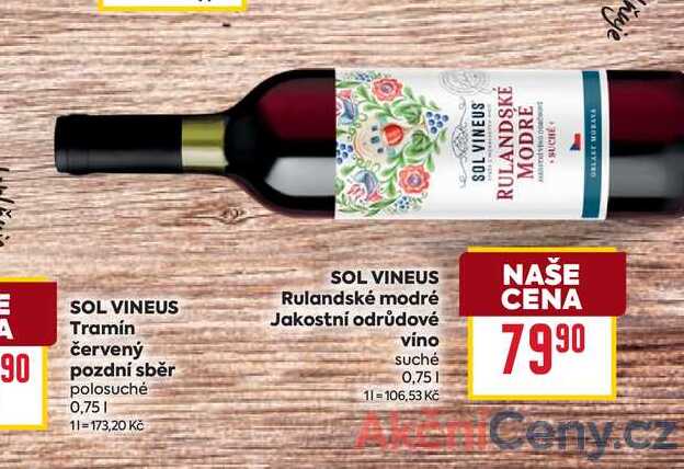 SOL VINEUS Rulandské modré Jakostní odrůdové víno 0,75l