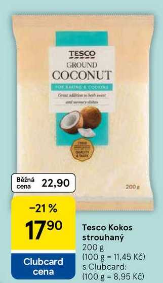 Tesco Kokos strouhaný, 200 g  