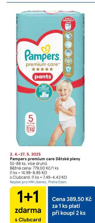 Pampers premium care Dětské pleny, 52-88 ks, více druhů 