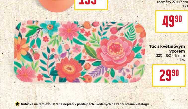 Tác s květinovým vzorem 320 × 150 × 17 mm 1ks 