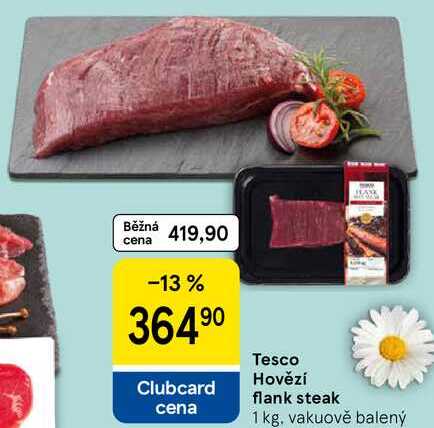 Tesco Hovězí flank steak, 1 kg, vakuově balený