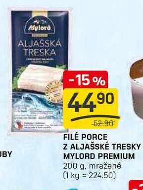 FILÉ PORCE Z ALJAŠSKÉ TRESKY MYLORD PREMIUM 200 g, mražené 