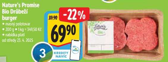 Nature's Promise Bio Drůbeží burger, 200 g