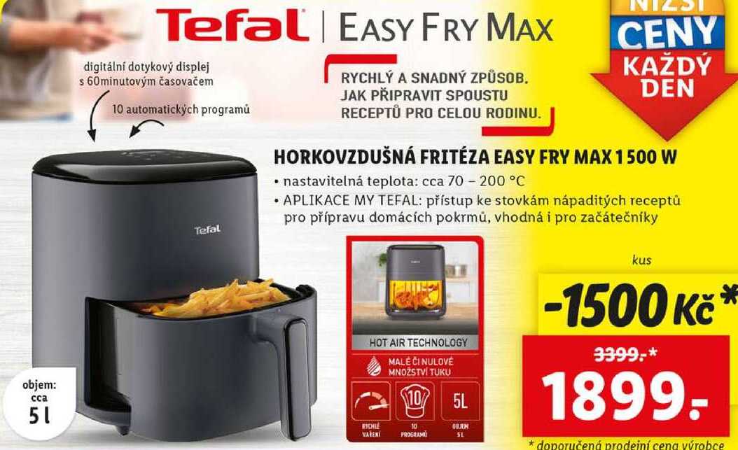 HORKOVZDUŠNÁ FRITÉZA EASY FRY MAX 1500 W 