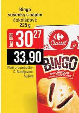 Bingo sušenky s náplní čokoládové 225 g