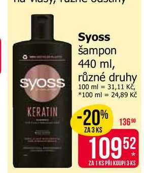 Syoss šampon 440 ml, různé druhy 
