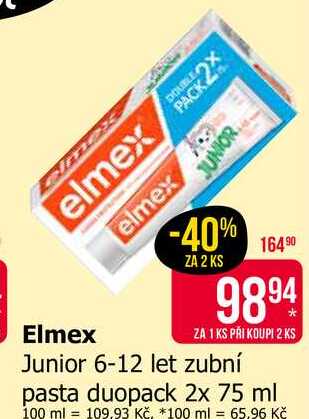 elmex  zubní pasta duopack 2x 75 ml 