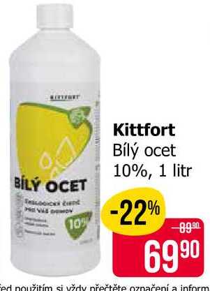Kittfort Bílý ocet 10%, 1 litr 