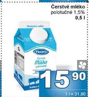 Čerstvé mléko polotučné 1,5% 0,5l