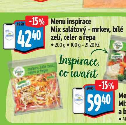  Menu inspirace  Mix salátový - mrkev, bílé zelí, celer a řepa 200 g  