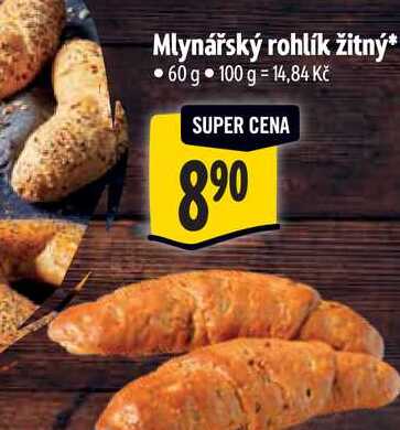 Mlynářský rohlík žitný  60 g  