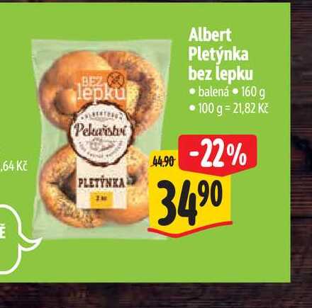  Albert Pletýnka bez lepku balená 160 g  