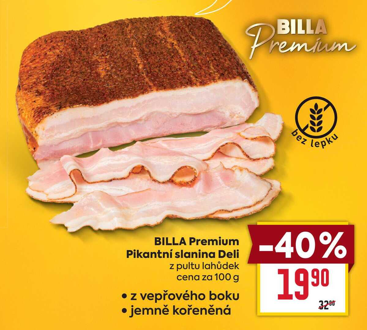 BILLA Premium Pikantní slanina Deli z pultu lahůdek cena za 100 g
