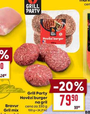 Grill Party Hovězí burger na gril cena za 330g