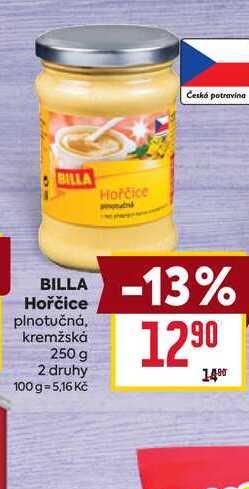 BILLA Hořčice plnotučná, kremžská 250 g