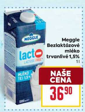 Meggle Bezlaktózové mléko trvanlivé 1,5% 1l