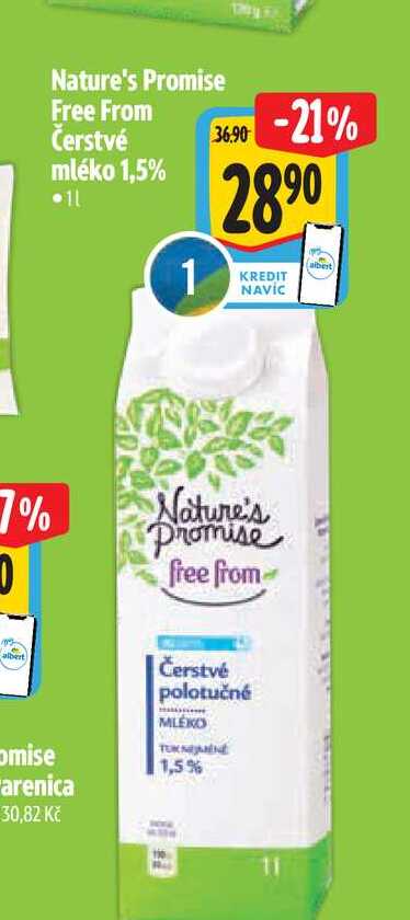 Nature's Promise Free From Čerstvé mléko 1,5% 1 l