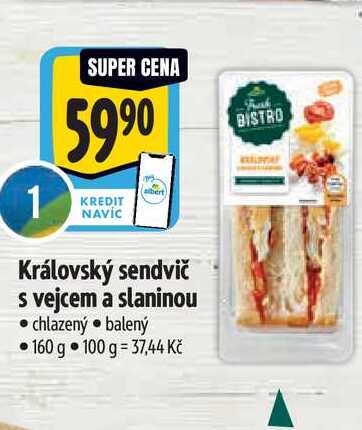   Královský sendvič s vejcem a slaninou  160 g