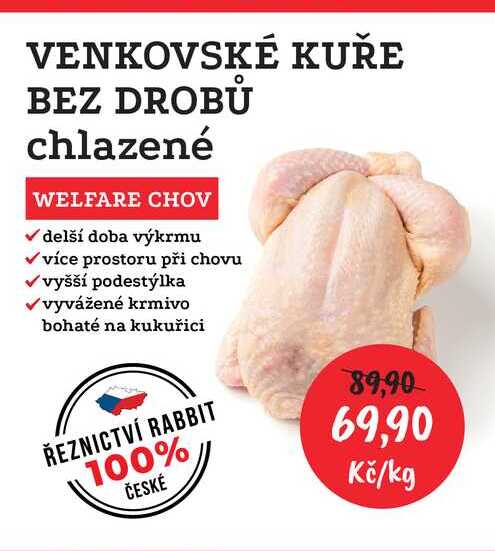 VENKOVSKÉ KUŘE BEZ DROBŮ chlazené 1kg 