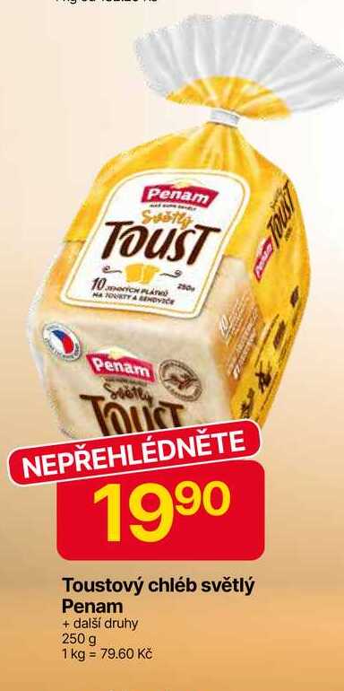 Penam Chléb toustový světlý 250g