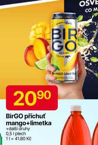 BirGO příchuť mango+limetka +další druhy 0,5l plech 