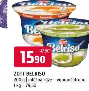 Zott Belriso mléčná rýže různé příchutě 200g