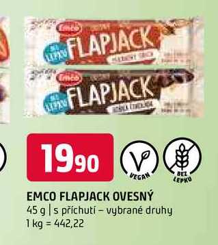 Emco flapjack ovesný 45 g s příchutí vybrané druhy 