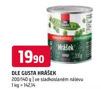 Dle gusta Hrášek 200/140 g ve sladkoslaném nálevu 
