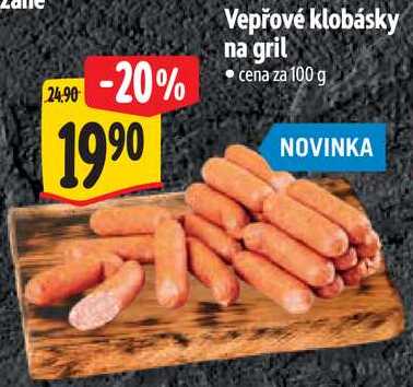 Vepřové klobásky na gril, cena za 100 g 