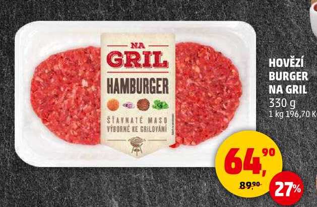 HOVĚZÍ BURGER NA GRIL, 330 g  